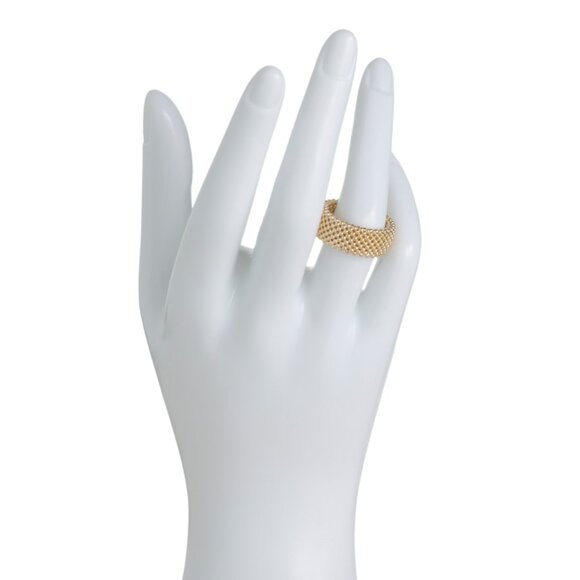 MILOR GOLD Gold Made In Italy 14kt Gold Popcorn Chain Band Ring - Picture 2 of 2